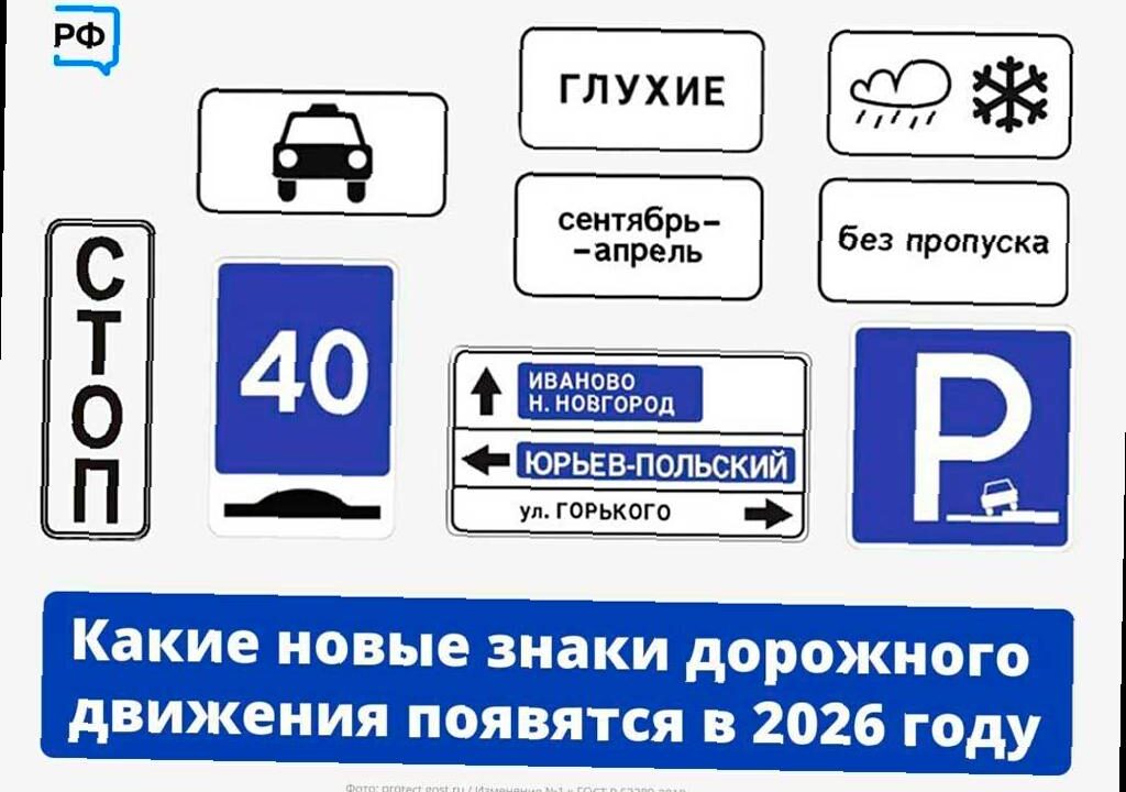 С 2026 года в России изменят дорожные знаки и параметры парковок